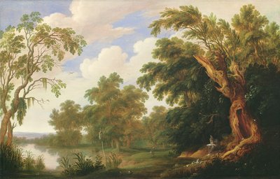 St. Paulus bezoekt St. Antonius in een bosrijk landschap, 17e eeuw door Alexander Keirincx